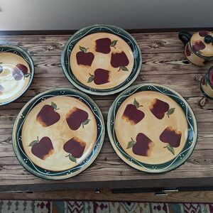 Vintage Casa Varo Country Apple Hand Painted Plates Cottagecore Farmhouse